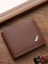 Metal Patch Decor Small Wallet Brown Bifold