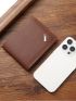 Metal Patch Decor Small Wallet Brown Bifold
