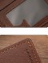 Metal Patch Decor Small Wallet Brown Bifold