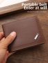 Metal Patch Decor Small Wallet Brown Bifold