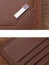 Metal Patch Decor Small Wallet Brown Bifold