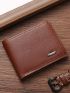Metal Patch Decor Small Wallet Brown Bifold