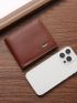 Metal Patch Decor Small Wallet Brown Bifold
