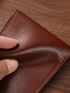 Metal Patch Decor Small Wallet Brown Bifold
