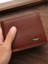 Metal Patch Decor Small Wallet Brown Bifold