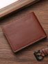 Metal Patch Decor Small Wallet Brown Bifold