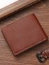 Litchi Embossed Small Wallet PU Brown