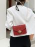 Mini Metal Decor Square Bag Red Fashionable Chain Strap For Daily