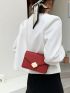 Mini Metal Decor Square Bag Red Fashionable Chain Strap For Daily
