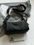 Letter Patch Square Bag Canvas Top Handle For Daily