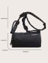 Letter Patch Square Bag Canvas Top Handle For Daily
