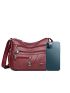 Burgundy Hobo Bag Multi-Zipper Metal Decor PU For Daily