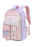 Colorblock Classic Backpack Cartoon Rabbit Pattern Release Buckle Decor For School