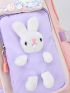 Colorblock Classic Backpack Cartoon Rabbit Pattern Release Buckle Decor For School