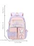 Colorblock Classic Backpack Cartoon Rabbit Pattern Release Buckle Decor For School