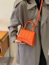 Mini Flap Novelty Bag Clover Embossed Neon Orange