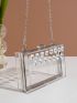 Mini Box Bag Rhinestone Decor Chain Strap For Prom