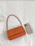 Small Baguette Bag Crocodile Embossed Neon Orange