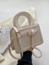 Mini Square Bag Crocodile Embossed Double Handle Buckle Decor