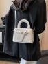 Mini Square Bag Crocodile Embossed Double Handle Buckle Decor