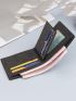 Pu Small Wallet Colorblock Metal Decor