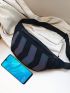 Geometric Pattern Waist Bag Large Capacity Canvas