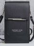Letter Graphic Phone Wallet Black