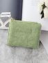 Textured Small Wallet Letter Patch Decor Minimalist