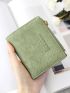 Textured Small Wallet Letter Patch Decor Minimalist