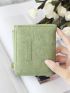 Textured Small Wallet Letter Patch Decor Minimalist