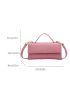 Small Square Bag Letter Embossed Top Handle Solid Pink