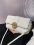 Rhinestone Decor Baguette Bag Flap PU