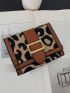 Leopard Pattern Small Wallet PU Buckle Decor