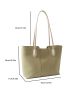 Litchi Embossed Shoulder Tote Bag Medium Green