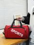 Letter Graphic Gym Bag Red Sporty