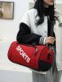 Letter Graphic Gym Bag Red Sporty