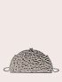 Mini Box Bag Silver Embossed Chain Strap For Party