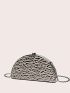 Mini Box Bag Silver Embossed Chain Strap For Party