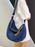 Blue Hobo Bag Large Capacity Denim For Daily