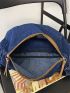 Blue Hobo Bag Large Capacity Denim For Daily