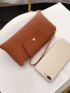 Minimalist Phone Wallet Brown Snap Button Brown