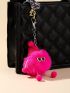 Pom Pom Design Bag Charm Neon Pink
