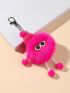 Pom Pom Design Bag Charm Neon Pink