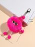 Pom Pom Design Bag Charm Neon Pink