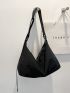 Large Hobo Bag Black Minimalist Adjustable Strap For Daily