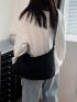 Large Hobo Bag Black Minimalist Adjustable Strap For Daily
