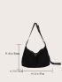 Large Hobo Bag Black Minimalist Adjustable Strap For Daily