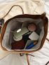 Plaid Pattern Shoulder Tote Bag Twilly Scarf Decor Small