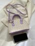 Two Tone Straw Bag Double Handle With Zipper Vacation
