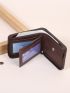 Letter Graphic Small Wallet Zipper Brown